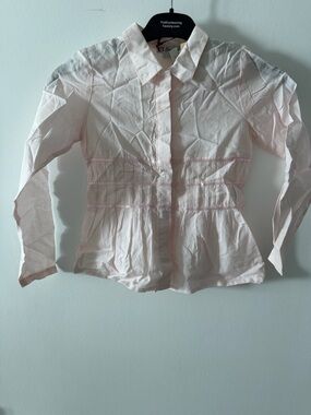 Girls' Light Pink Button-Front Blouse
